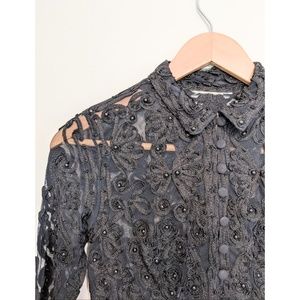 Hand Beaded Black | Vintage Cropped Top